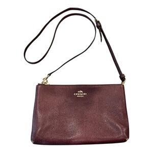 Coach‎ Lyla Crossbody Bag Pebble Leather Double Zip Burgundy Purse Handbag